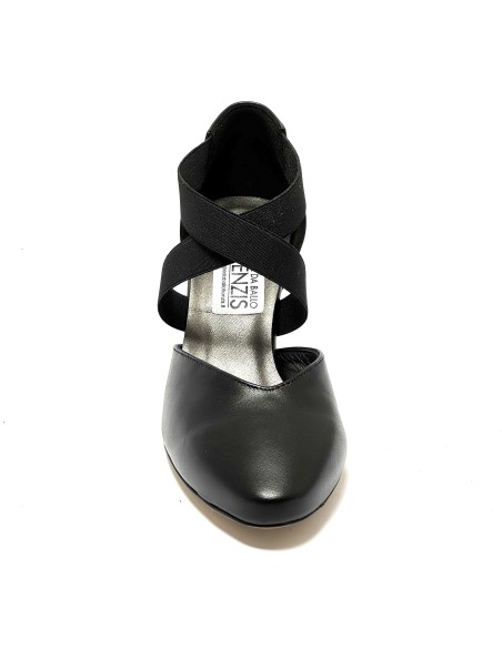 Scarpa da ballo donna ballo da sala liscio latino tango pelle nera elastici suola cuoio pomiciato tacco 70 rocchetto