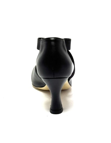 Scarpa da ballo donna ballo da sala liscio latino tango pelle nera elastici suola cuoio pomiciato tacco 70 rocchetto