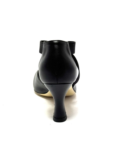 Scarpa da ballo donna ballo da sala liscio latino tango pelle nera elastici suola cuoio pomiciato tacco 70 rocchetto