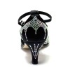 Scarpa da ballo donna latino raso nero tutta strass suola cuoio tacco 60 
