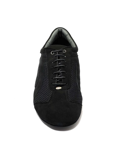 Scarpa da ballo uomo latino americano ballo da sala liscio tango nabuk tessuto traspirante nero suola bufalo tacco 20