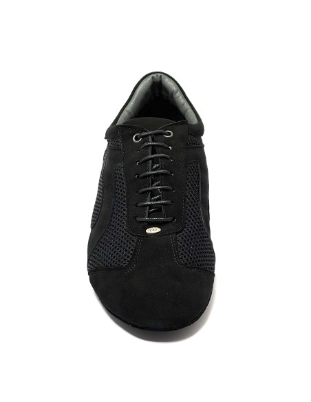 Scarpa da ballo uomo latino americano ballo da sala liscio tango nabuk tessuto traspirante nero suola bufalo tacco 20