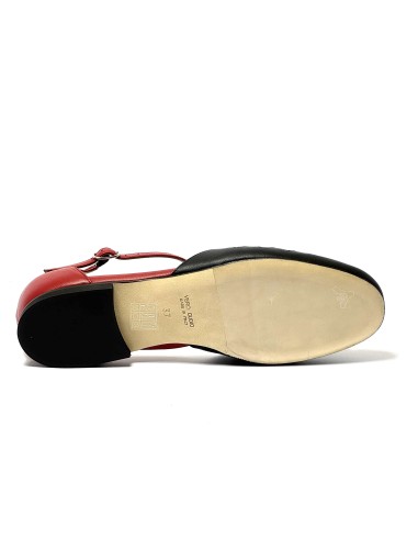 Scarpa da ballo donna ballo da sala liscio boogie woogie swing lindy hop pelle nero rosso memory suola cuoio pomiciato tacco 10