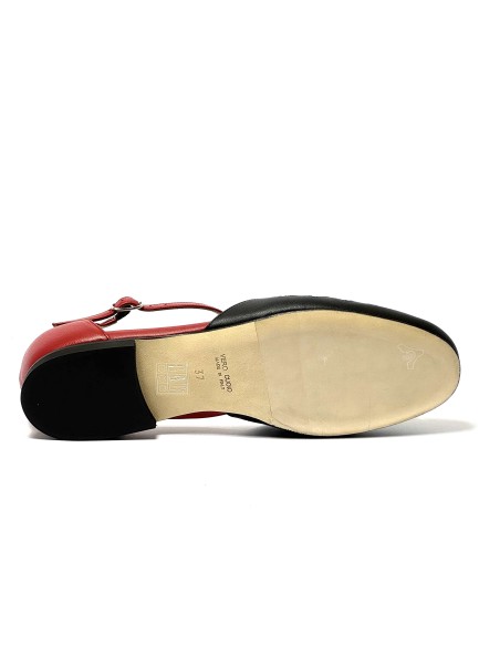 Scarpa da ballo donna ballo da sala liscio boogie woogie swing lindy hop pelle nero rosso memory suola cuoio pomiciato tacco 10