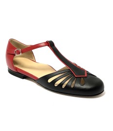 Scarpa da ballo donna ballo da sala liscio boogie woogie swing lindy hop pelle nero rosso memory suola cuoio pomiciato tacco 10