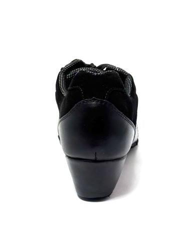 Sneakers da ballo donna allenamento ballo da sala latino americano tango pelle nera camoscio nero suola bufalo tacco 40