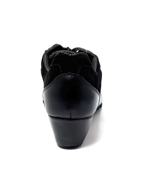Sneakers da ballo donna allenamento ballo da sala latino americano tango pelle nera camoscio nero suola bufalo tacco 40