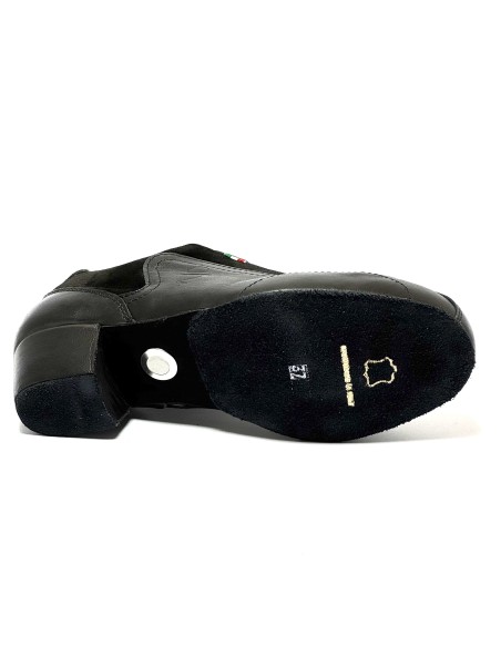 Sneakers da ballo donna allenamento ballo da sala latino americano tango pelle nera camoscio nero suola bufalo tacco 40