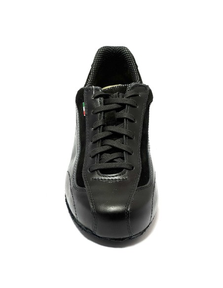 Sneakers da ballo donna allenamento ballo da sala latino americano tango pelle nera camoscio nero suola bufalo tacco 40