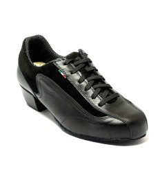Sneakers da ballo donna allenamento ballo da sala latino americano tango pelle nera camoscio nero suola bufalo tacco 40