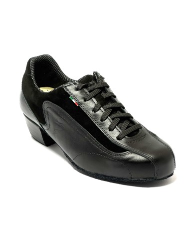 Sneakers da ballo donna allenamento ballo da sala latino americano tango pelle nera camoscio nero suola bufalo tacco 40