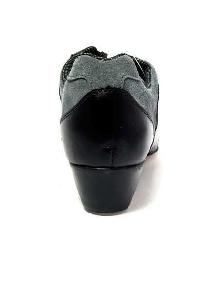 Sneakers da ballo donna ballo da sala liscio allenamento latino tango pelle nero camoscio grigio suola cuoio pomiciato tacco 40