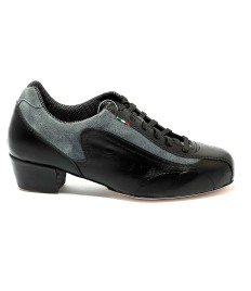 Sneakers da ballo donna ballo da sala liscio allenamento latino tango pelle nero camoscio grigio suola cuoio pomiciato tacco 40