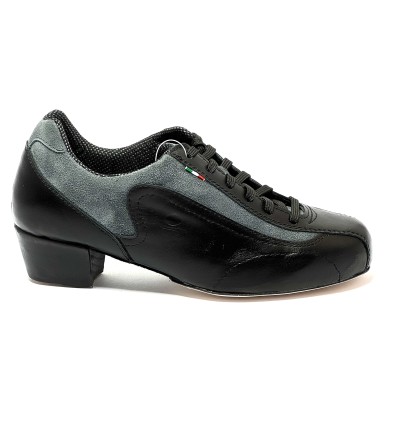 Sneakers da ballo donna ballo da sala liscio allenamento latino tango pelle nero camoscio grigio suola cuoio pomiciato tacco 40