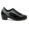 Sneakers da ballo donna ballo da sala liscio allenamento latino tango pelle nero camoscio grigio suola cuoio pomiciato tacco 40