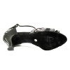 Scarpa da ballo donna latino americano ballo da sala liscio raso nero strass boreali suola bufalo tacco 60 rocchetto