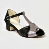 Scarpa da ballo donna latino liscio spuntata nabuk nero bronzato glitter arcobaleno sottopiede Memory suola cuoio tacco 40