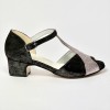 Scarpa da ballo donna latino liscio spuntata nabuk nero bronzato glitter arcobaleno sottopiede Memory suola cuoio tacco 40