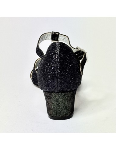 Spuntata nabuk nero/bronzo glitter nero suola cuoio tacco 30 largo
