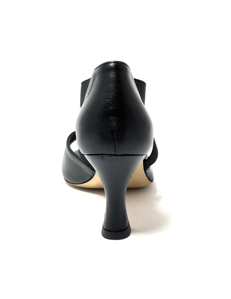 Scarpa da ballo donna latino americano ballo da sala liscio tango pelle nero elastici memory suola cuoio tacco 70 rocchetto