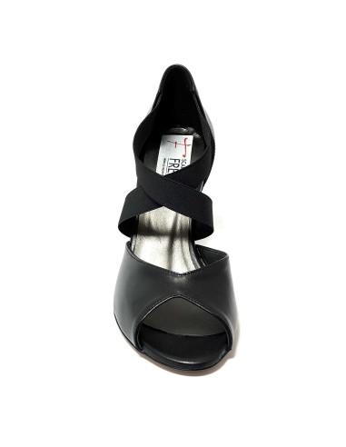 Scarpa da ballo donna latino americano ballo da sala liscio tango pelle nero elastici memory suola cuoio tacco 70 rocchetto