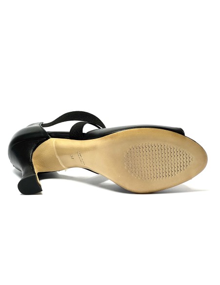 Scarpa da ballo donna latino americano ballo da sala liscio tango pelle nero elastici memory suola cuoio tacco 70 rocchetto