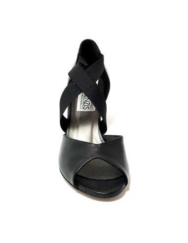 Scarpa da ballo donna latino americano ballo da sala liscio tango memory pelle nero elastici suola cuoio pomiciato tacco 50