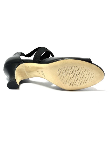 Scarpa da ballo donna latino americano ballo da sala liscio tango memory pelle nero elastici suola cuoio pomiciato tacco 50