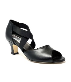Scarpa da ballo donna latino americano ballo da sala liscio tango memory pelle nero elastici suola cuoio pomiciato tacco 50