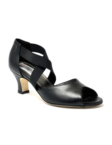Scarpa da ballo donna latino americano ballo da sala liscio tango memory pelle nero elastici suola cuoio pomiciato tacco 50