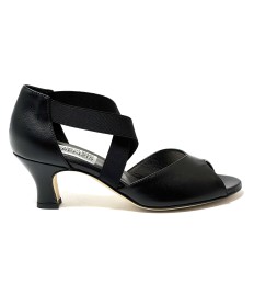 Scarpa da ballo donna latino americano ballo da sala liscio tango memory pelle nero elastici suola cuoio pomiciato tacco 50