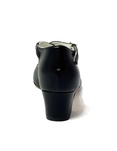 Scarpa da ballo donna latino americano ballo da sala liscio tango memory pelle nero suola cuoio pomiciato tacco 40 largo