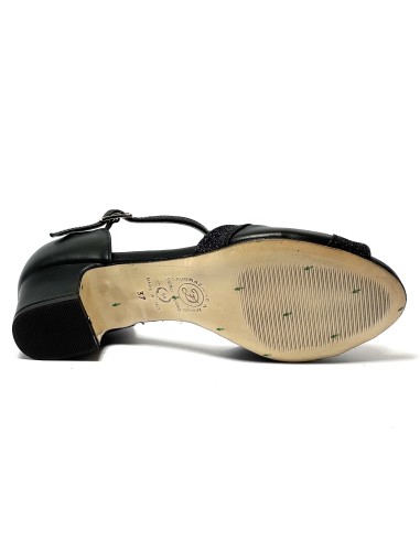 Scarpa da ballo donna latino americano ballo da sala liscio tango pelle nero glitter nero memory suola cuoio tacco 40 largo