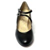 Scarpa da ballo donna ballo da sala liscio latino tango pelle nero doppio cinturino memory suola cuoio pomiciato tacco 50