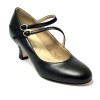 Scarpa da ballo donna ballo da sala liscio latino tango pelle nero doppio cinturino memory suola cuoio pomiciato tacco 50