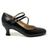 Scarpa da ballo donna ballo da sala liscio latino tango pelle nero doppio cinturino memory suola cuoio pomiciato tacco 50