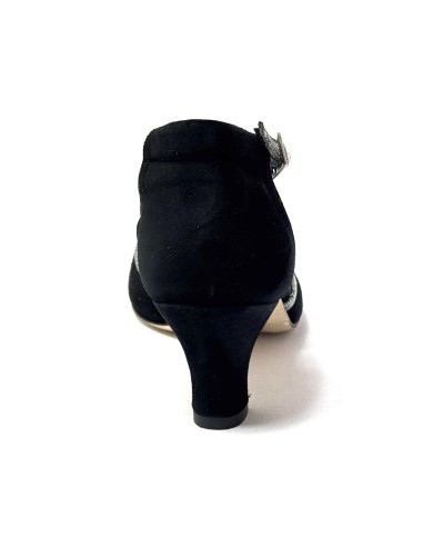 Scarpa da ballo donna latino americano ballo da sala liscio tango memory camoscio nero tessuto galassia suola cuoio tacco 50