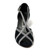 Scarpa da ballo donna latino americano ballo da sala liscio tango memory camoscio nero tessuto galassia suola cuoio tacco 50