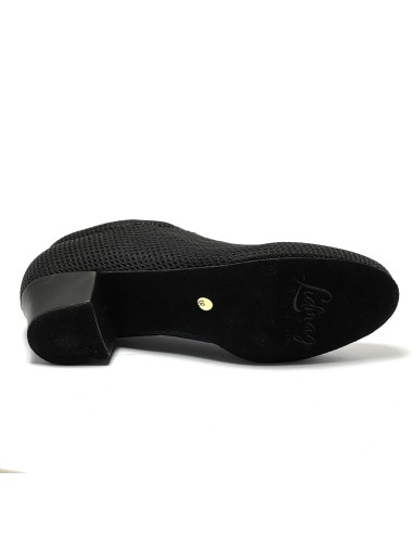 Scarpa da ballo donna allenamento ballo da sala liscio latino tango tessuto traspirante pelle nero suola bufalo tacco 40 largo