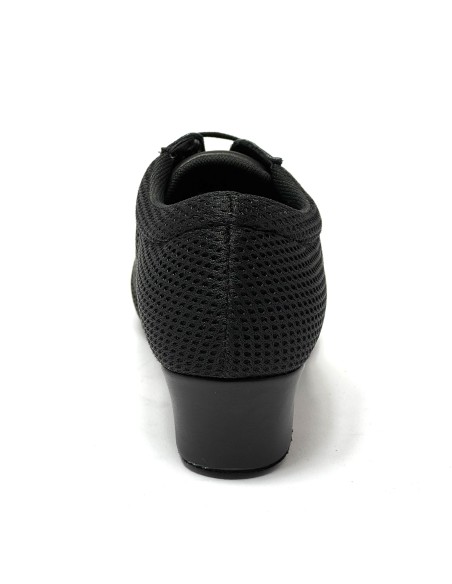 Scarpa da ballo donna allenamento ballo da sala liscio latino tango tessuto traspirante pelle nero suola bufalo tacco 40 largo