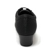 Scarpa da ballo donna allenamento ballo da sala liscio latino tango tessuto traspirante pelle nero suola bufalo tacco 40 largo
