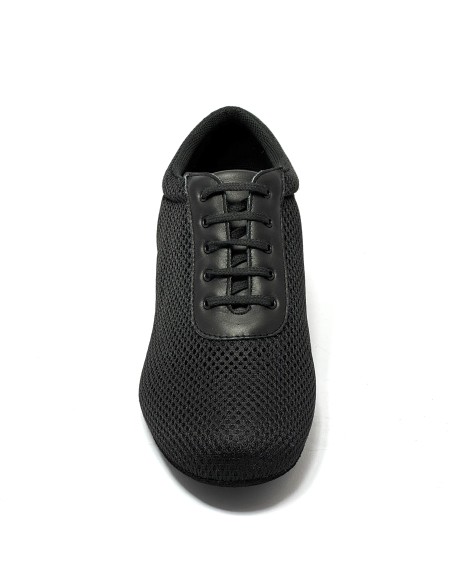 Scarpa da ballo donna allenamento ballo da sala liscio latino tango tessuto traspirante pelle nero suola bufalo tacco 40 largo