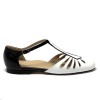 Scarpa da ballo donna ballo da sala liscio boogie woogie swing lindy hop pelle bianco nero suola cuoio pomiciato tacco 10
