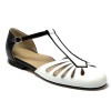 Scarpa da ballo donna ballo da sala liscio boogie woogie swing lindy hop pelle bianco nero suola cuoio pomiciato tacco 10