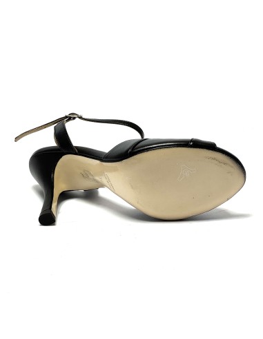 Scarpa da ballo donna tango argentino ballo da sala latino pelle nero sottopiede memory suola cuoio pomiciato tacco 90