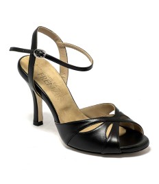 Scarpa da ballo donna tango argentino ballo da sala latino pelle nero sottopiede memory suola cuoio pomiciato tacco 90
