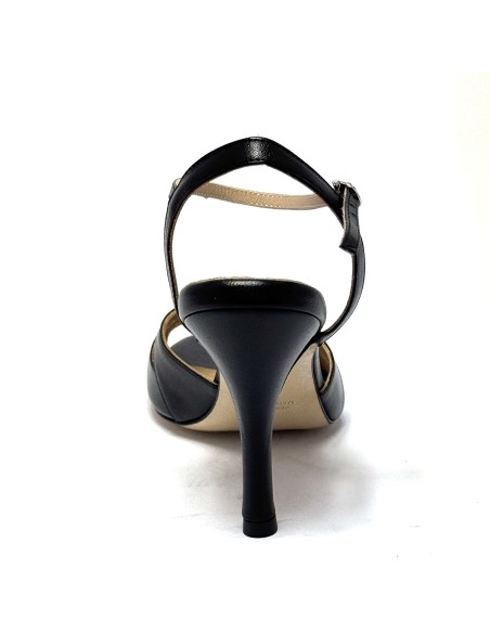 Scarpa da ballo donna tango argentino ballo da sala latino pelle nero sottopiede memory suola cuoio pomiciato tacco 90