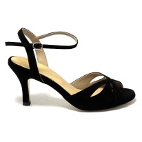Scarpa da ballo donna tango argentino ballo da sala latino camoscio nero sottopiede in memory suola cuoio pomiciato tacco 70