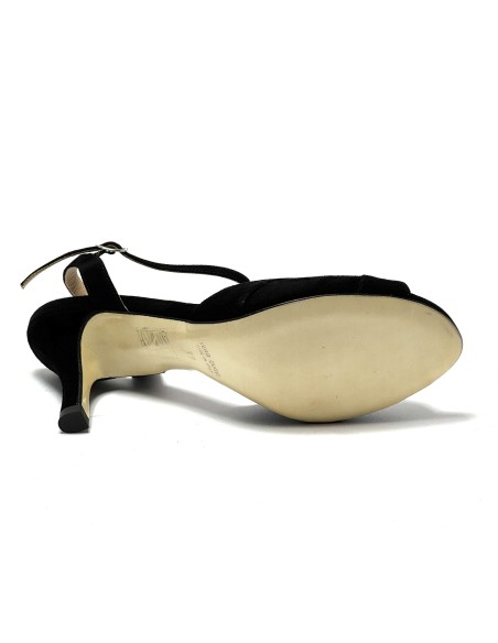 Scarpa da ballo donna tango argentino ballo da sala latino camoscio nero sottopiede in memory suola cuoio pomiciato tacco 70