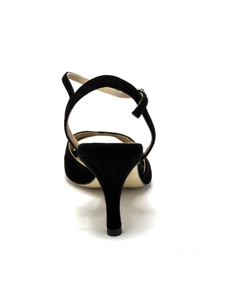 Scarpa da ballo donna tango argentino ballo da sala latino camoscio nero sottopiede in memory suola cuoio pomiciato tacco 70